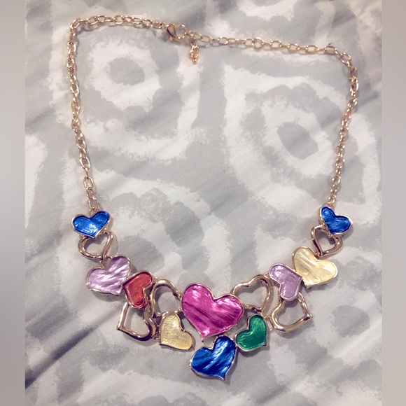 Multicolor Heart Charm Necklace - Picture 1 of 3